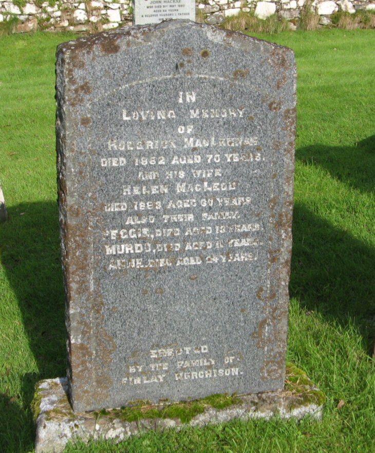 Photo of headstones/Finlay MacLennan d 1882 hdstn Applecross
